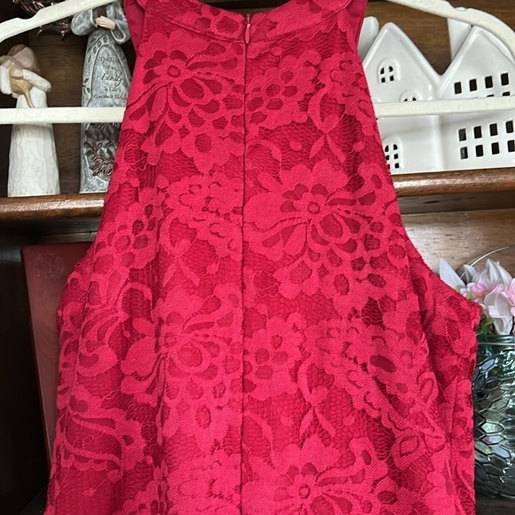 DRESSYSTAR Deep Valentines Red Halter Style Lined High Low Dress, Sz Large, GUC. - Picture 8 of 9